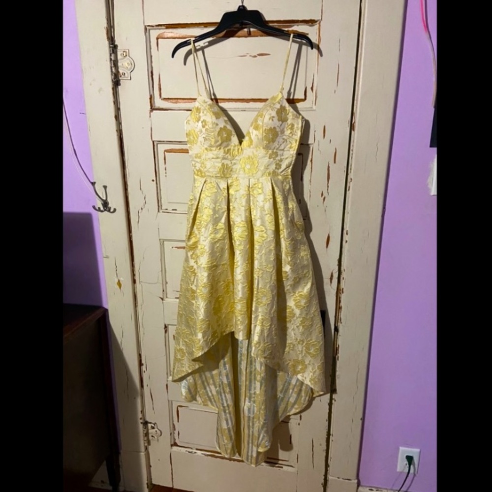 Size 5 prom dress, never worn, has pockets.